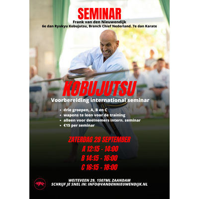 Seminar Kobujutsu 28 september voorbereiding op het internationale seminar